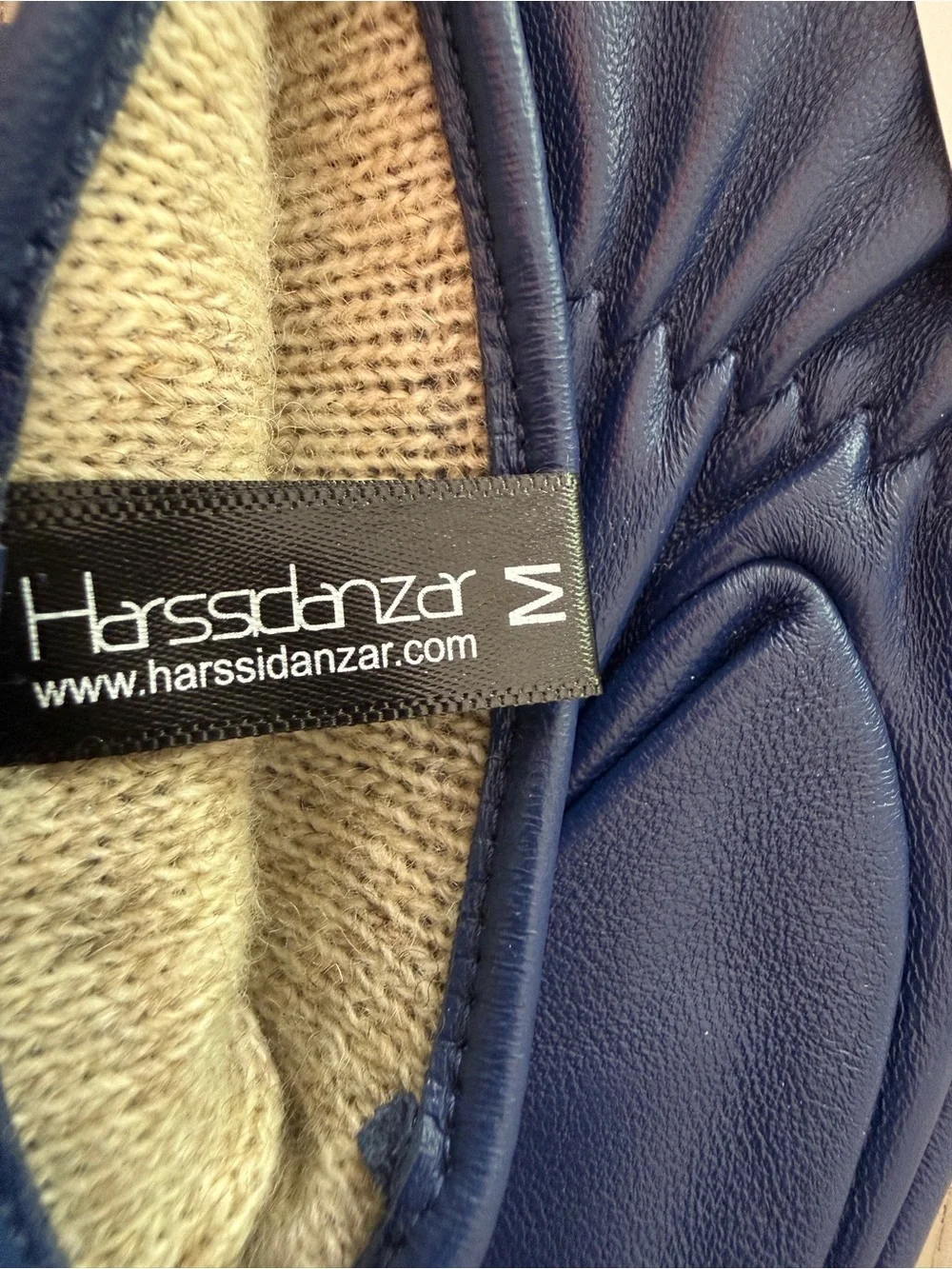Harssidanzar Touchscreen Womens Blue Leather Gloves Soft Lambskin Size M NWT